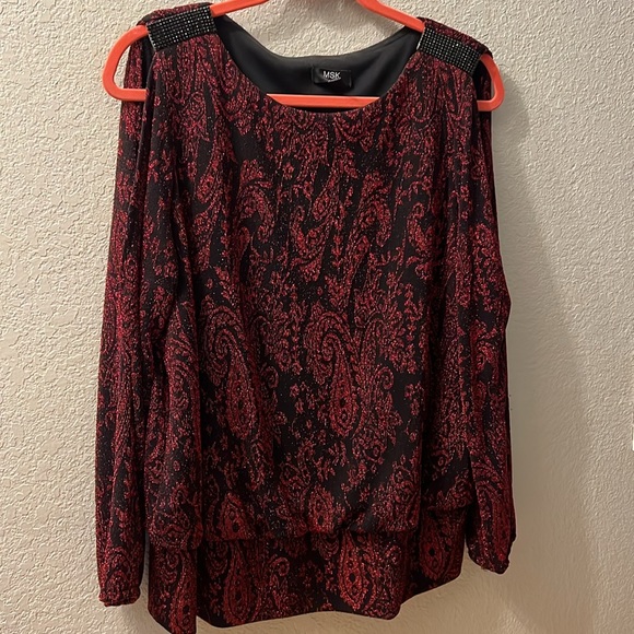 MSK Tops - Elegant Red and Black Women's Top